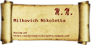 Milkovich Nikoletta névjegykártya