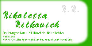 nikoletta milkovich business card